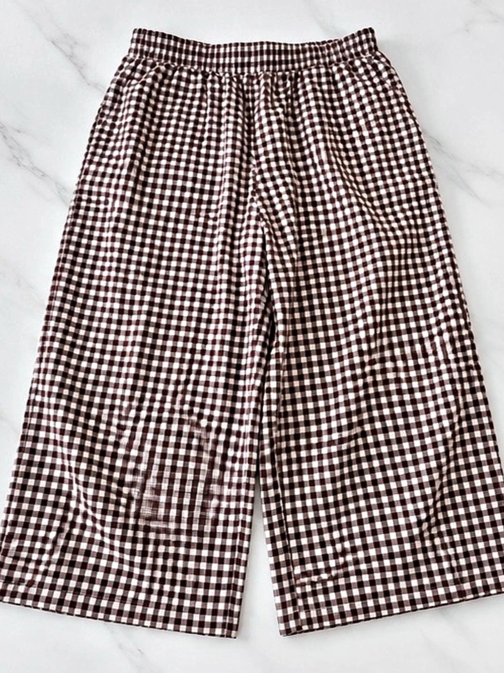 Lomon Wide Leg Pants in Brown & White Size Large.